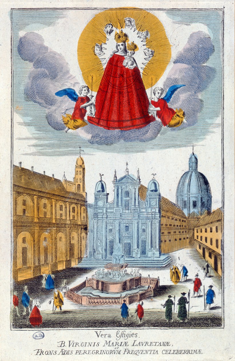 Pilgrimer som besöker helgedomen för Our Lady of Loretto, 1700-talet av French School