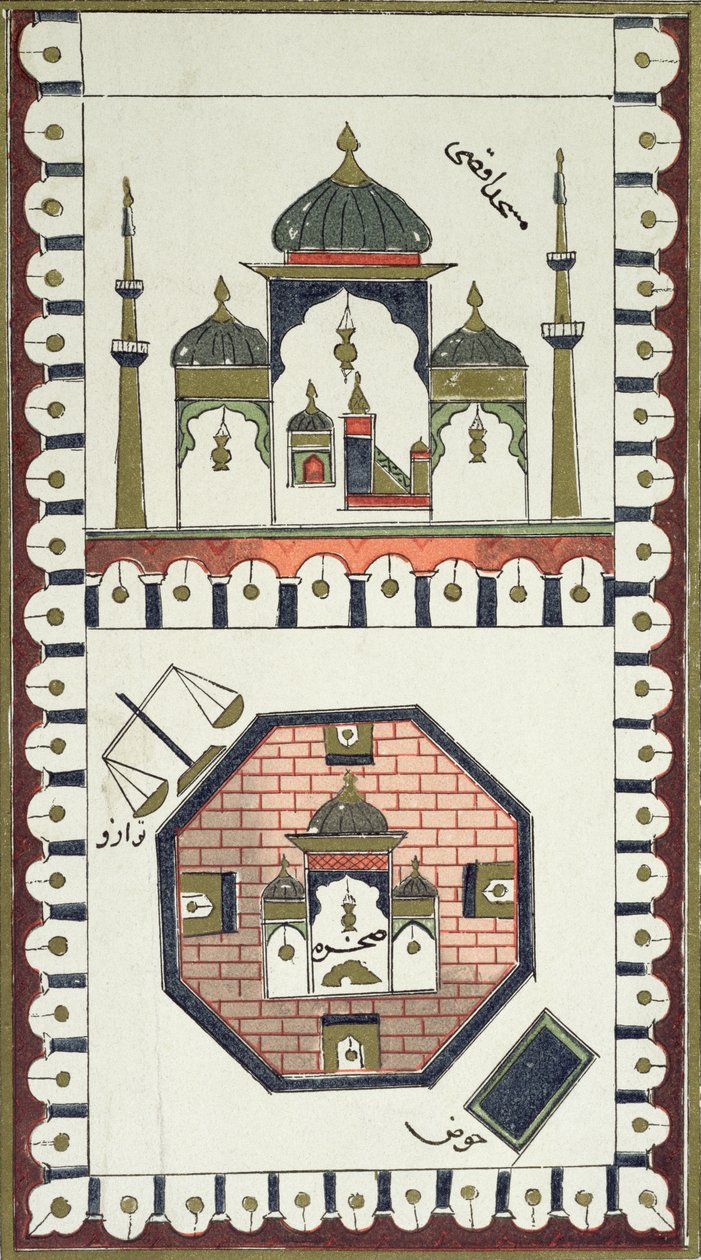 Plan över Al-Aqsa-moskén och Qubbat Al-Sakhra (Klippdomen), efter ett arabiskt manuskript från 1700-talet av French School