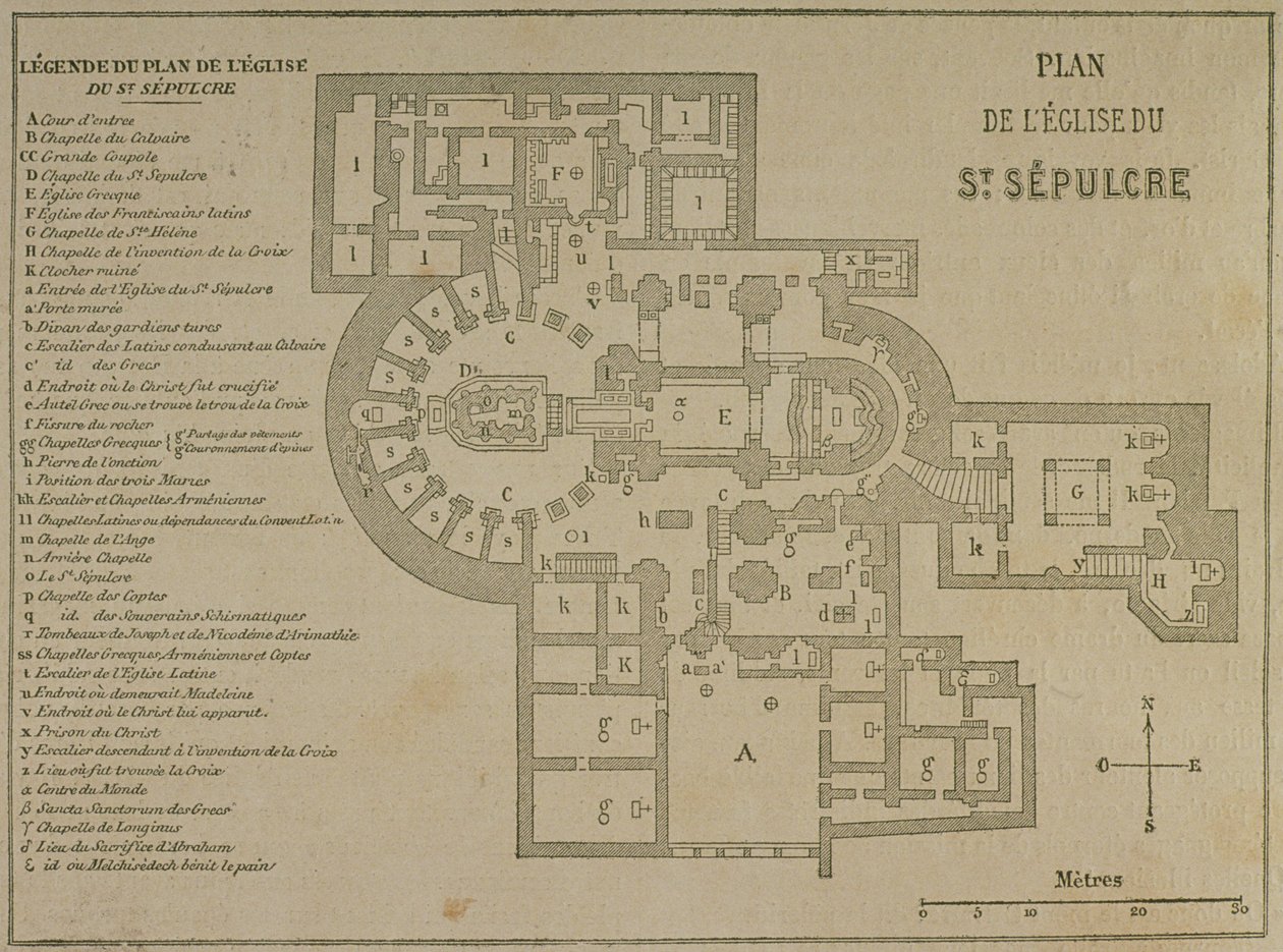 Plan för Heliga gravens kyrka, Jerusalem av French School