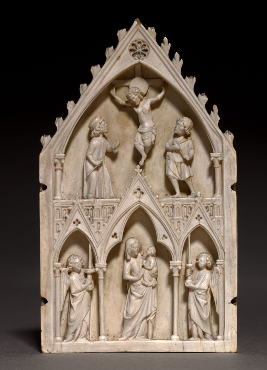 Plaque: The Crucifixion and Virgin and Child with Angels, c.1250-1270 av French School
