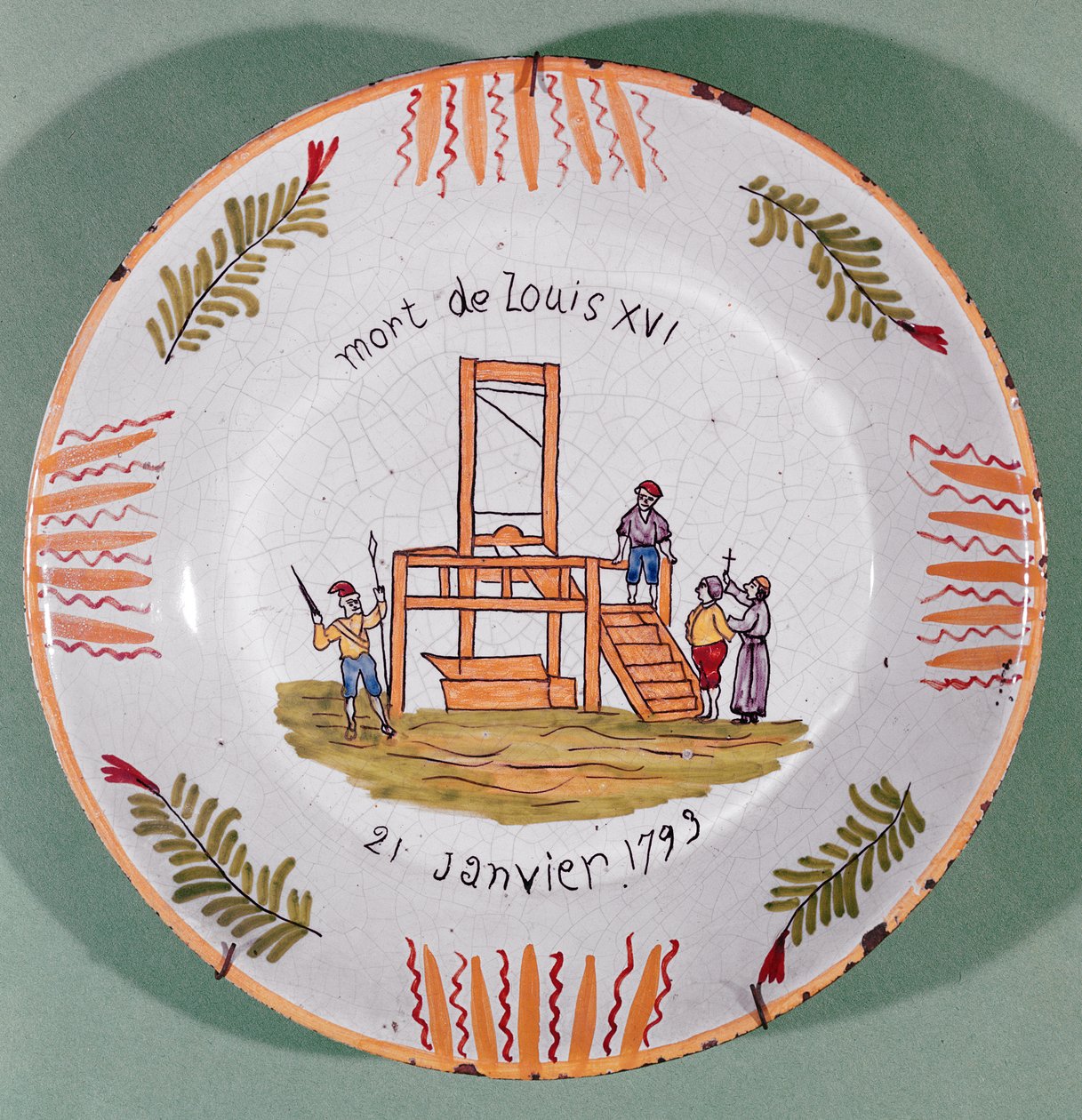Tallrik med franska revolutionära motiv till minne av avrättningen av Ludvig XVI den 21 januari 1793 (fajans) av French School