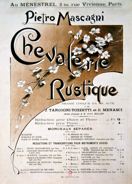 Playbill för operan Chevalerie Rustique, av Pietro Mascagni (1863-1945) av French School