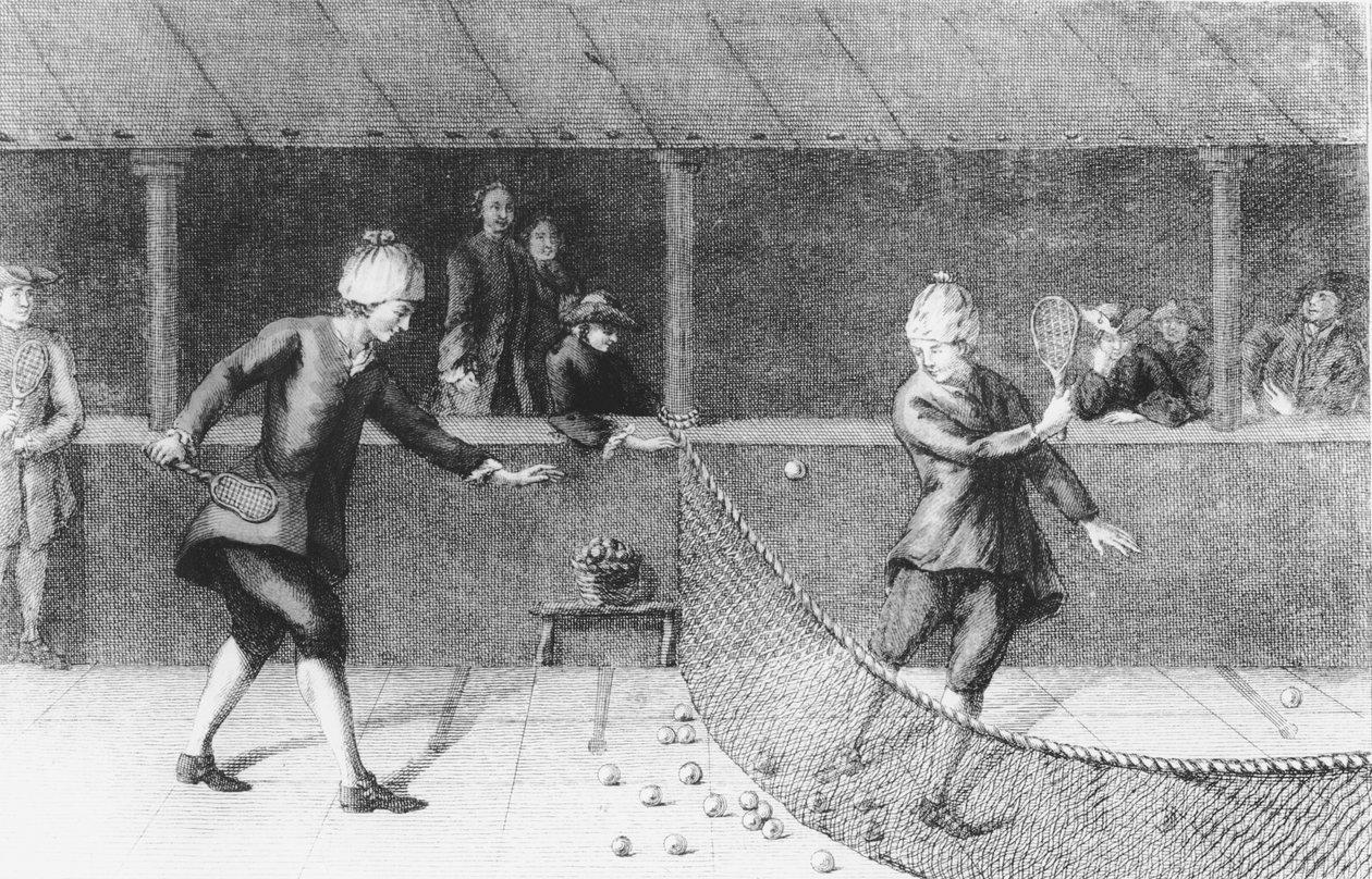 Spelar Jeu de Paume i Paris (gravyr) av French School
