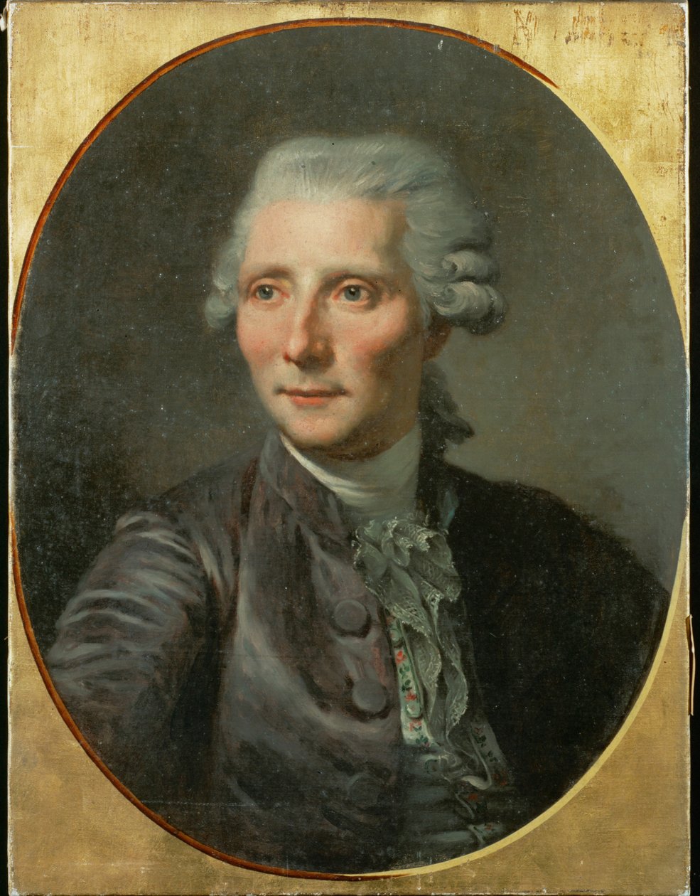 Poeten Pierre Augustin Caron de Beaumarchais Porträtt efter Greuze ... (målning på duk) av French School