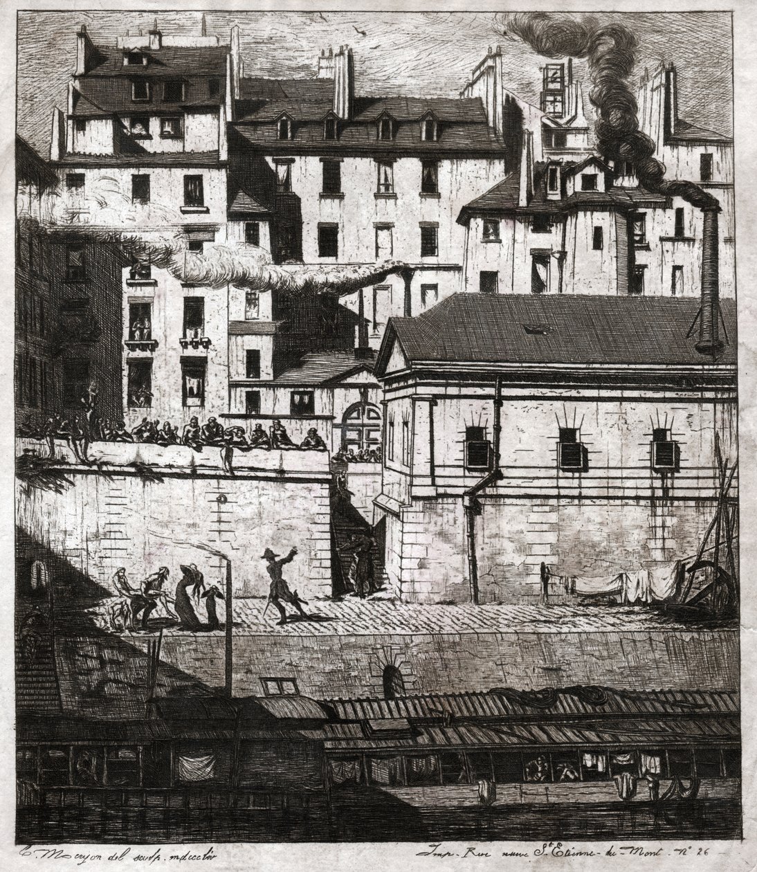 Polisen i Paris. (gravyr, ca 1860) av French School