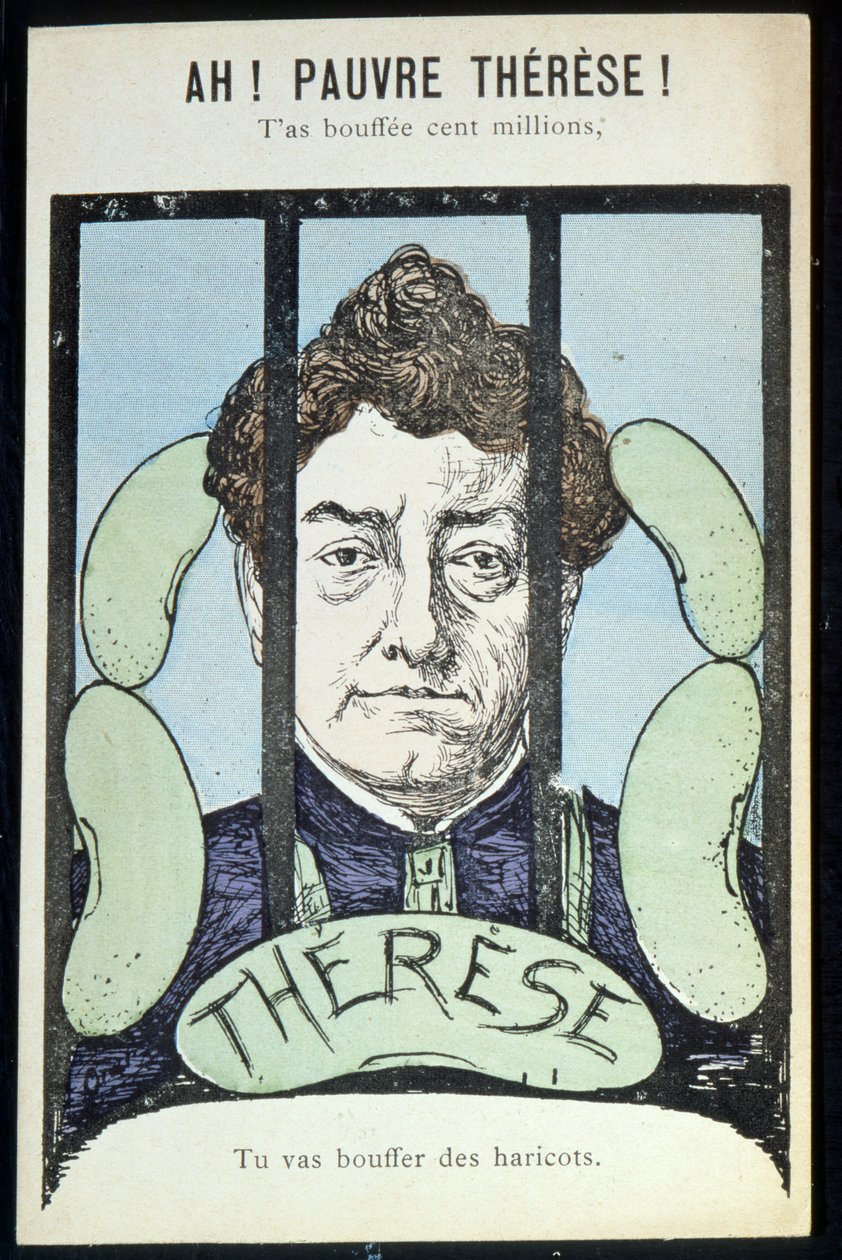 Stackars Therese, du har slukat en miljon, du är på väg att sluka bönor, ca 1903 av French School