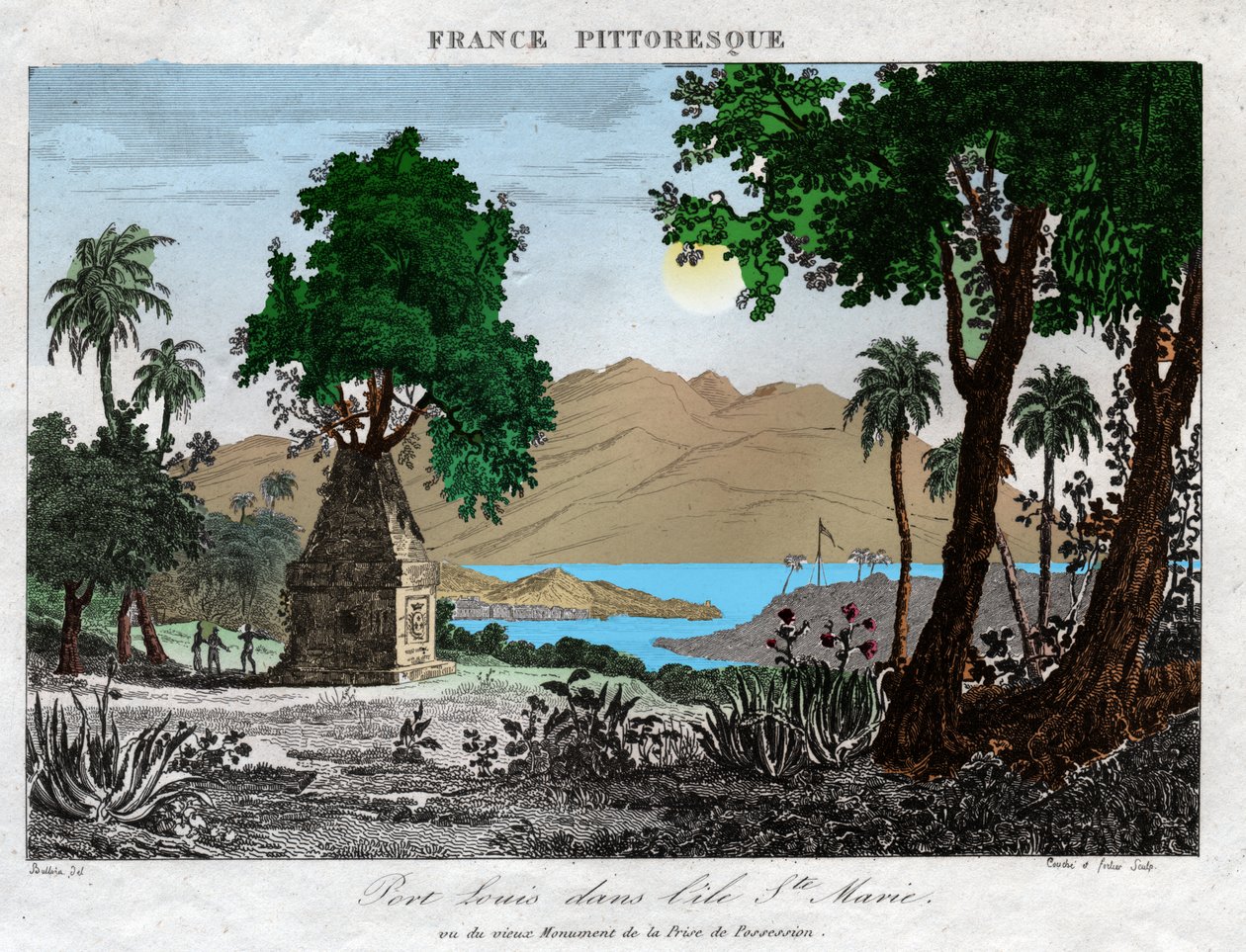 Port Louis på Madagaskar. (gravyr, ca 1850) av French School