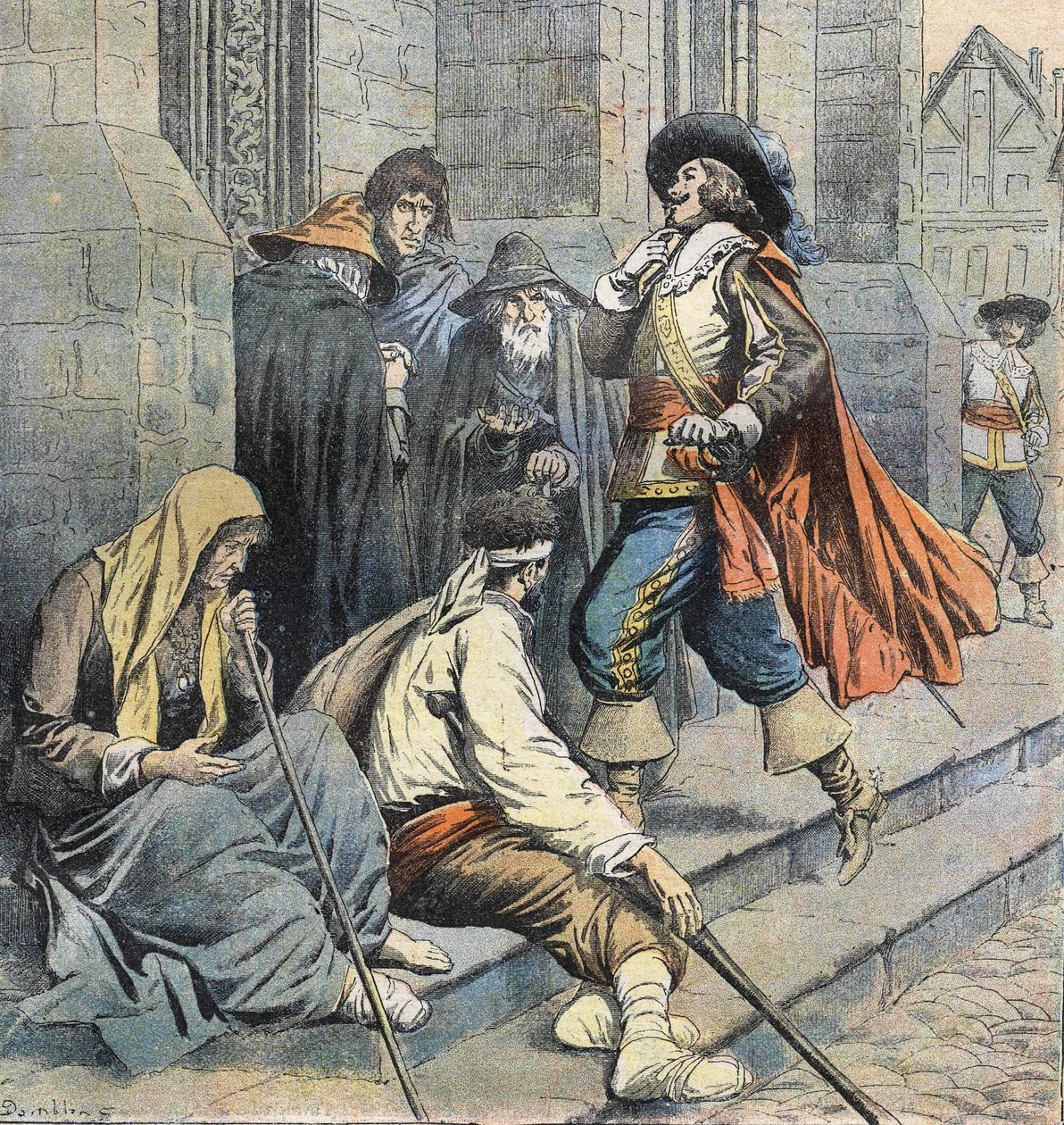 Porthos återvänder till kyrkan Saint Leu ses av D