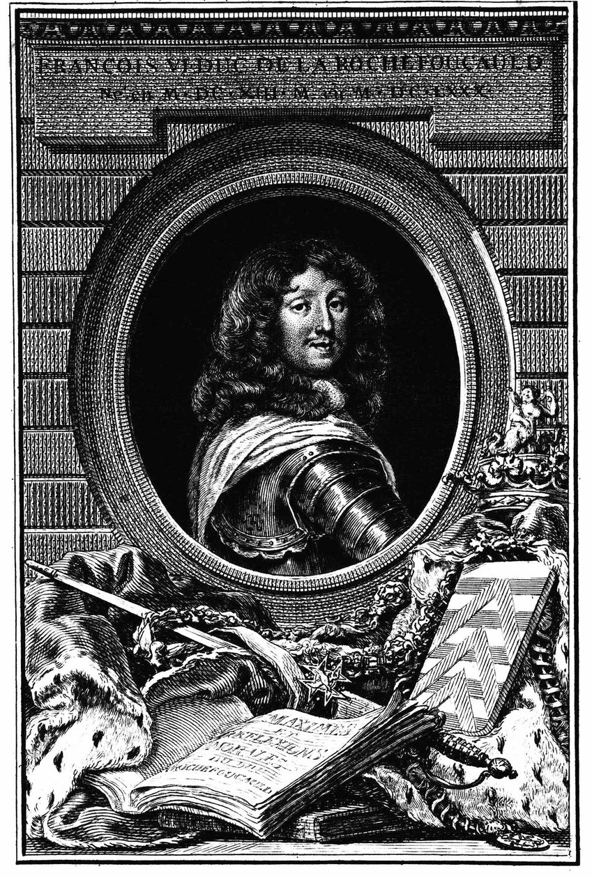 Porträtt François 6, hertig av Rochefoucauld (1613-1680) - Familjearkiv. av French School
