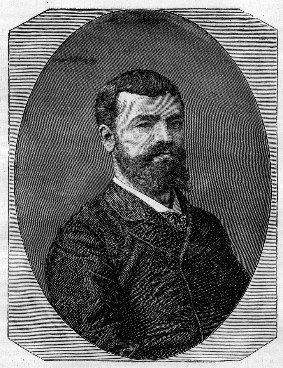 Porträtt av Henri-Paul (Henri Paul) Nenot (1853-1934), fransk arkitekt, som ritade New Sorbonne i Paris. Gravyr i ""The Illustrious World"" av French School