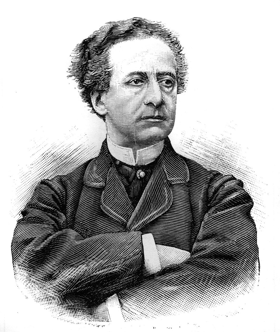 Porträtt av Jean Baptiste Prospere Bressant (1815-1886) (Jean-Baptiste-Prospere), fransk komiker från Comedie Francaise. Gravyr i ""Le Monde Illustre"", 30 januari 1886. av French School