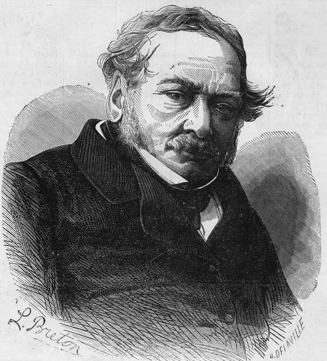 Porträtt av Paul de Kock (1793-1871), fransk romanförfattare och dramatiker. Gravyr i ""Le Monde Illustre"" nr 601 den 17 oktober 1868. av French School