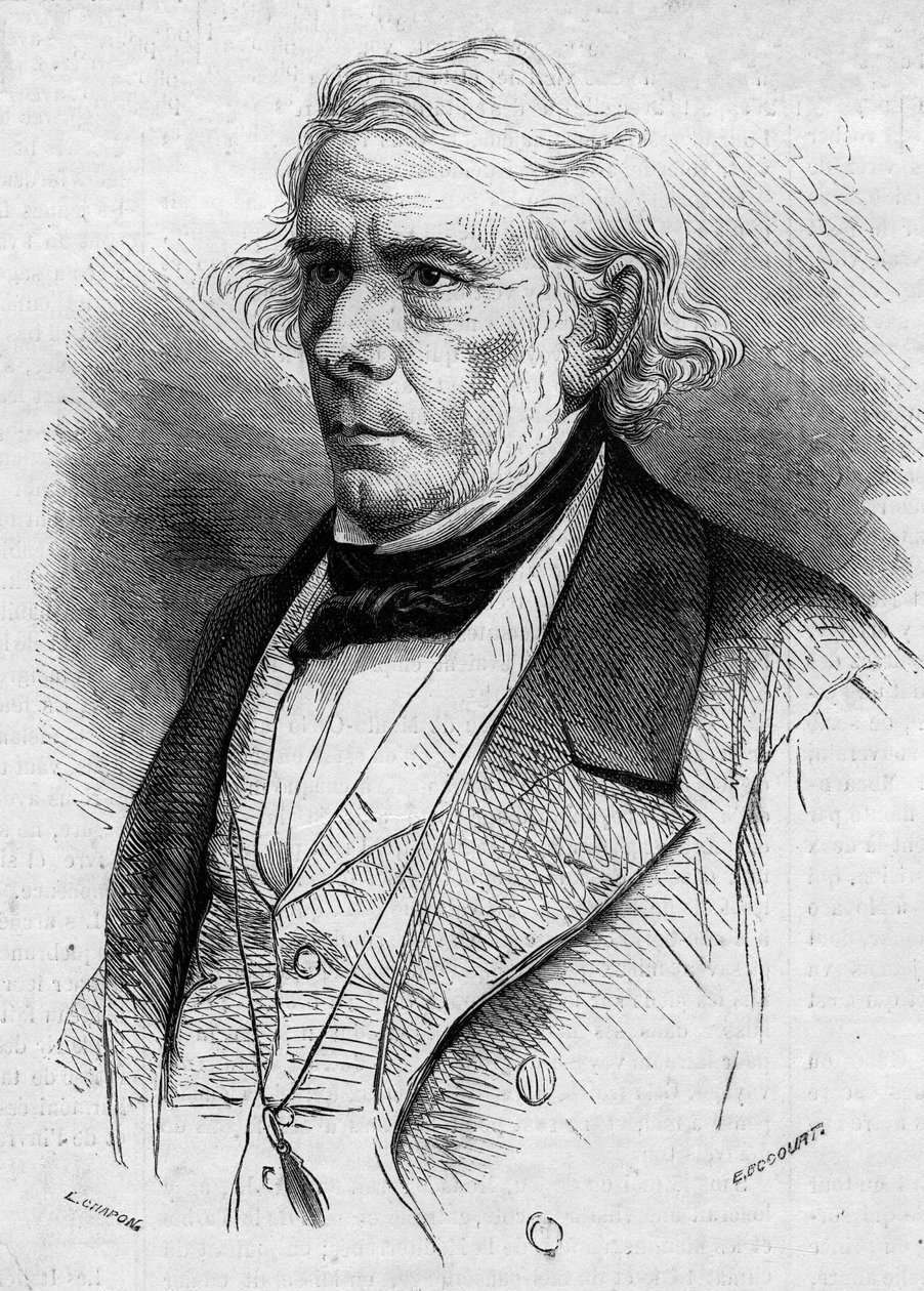 Porträtt av Victor Cousin (1792-1867), fransk filosof och politiker, medlem av Academie Francaise. Gravyr i ""Le Monde Illustre"" nr 511 av 26 januari 1867. av French School
