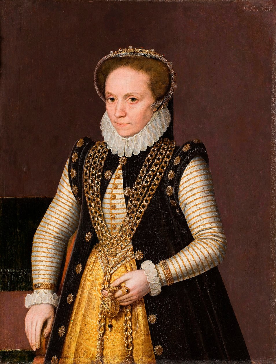 ""Porträtt av en anonym fransk adelsdam"" (Porträtt av en okänd fransk adelsdam) Målning från franska skolan 1560 - Olja på trä Dim 35x27 cm Hallwylska Museet, Stockholm av French School