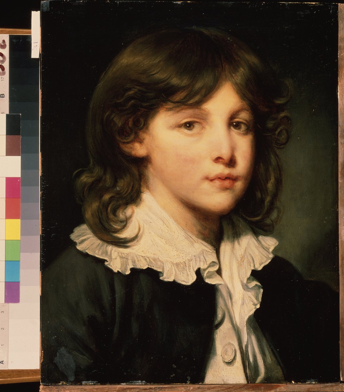 ""Porträtt av en pojke"" (Porträtt av en pojke) Ung tonåring med långt hår. Fransk skolmålning. Pushkin-museet i slutet av 1700-talet, Moskva av French School