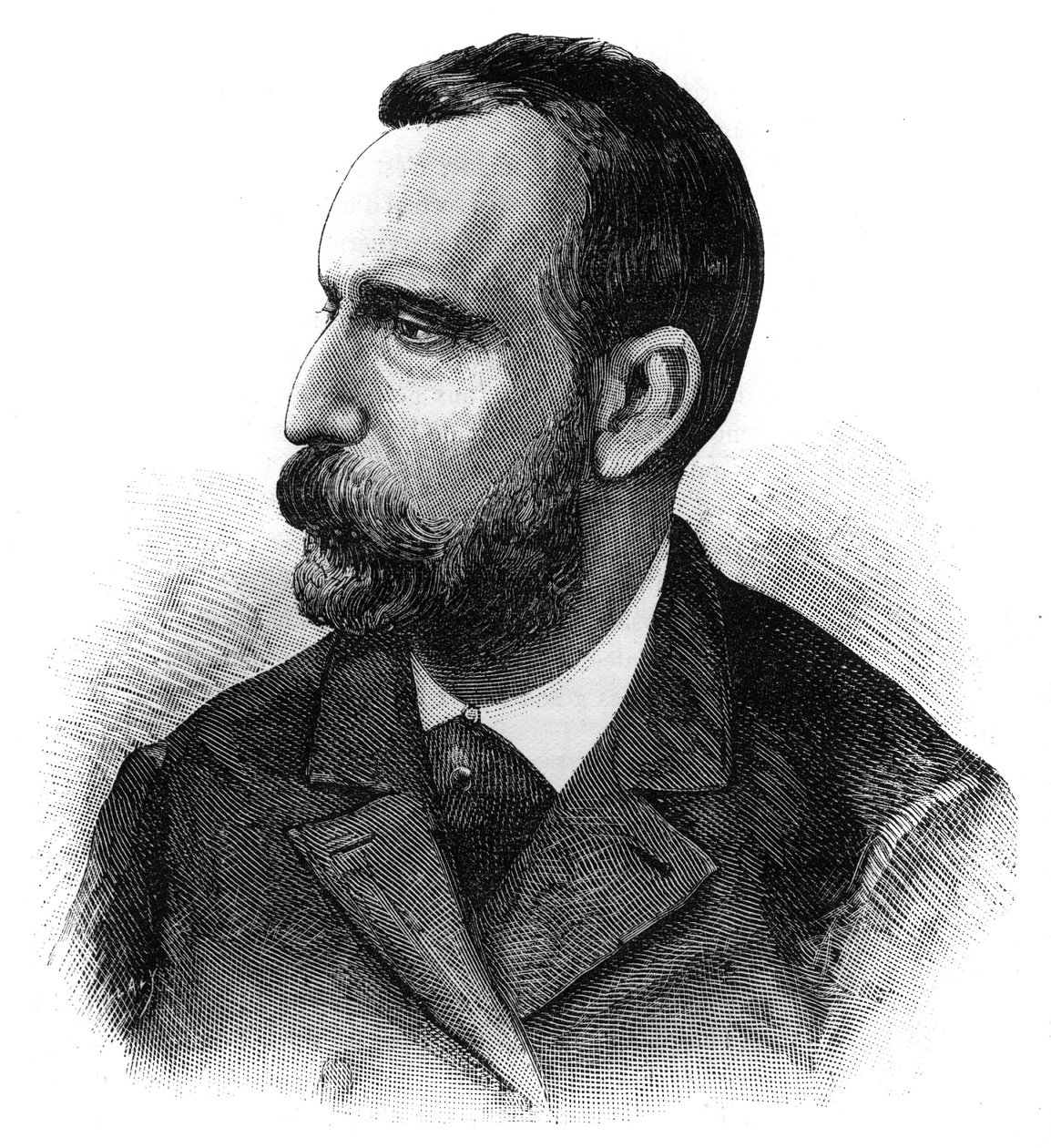 Porträtt av doktor Jaime Ferran y Clua (1852-1919), spansk bakteriolog, upptäckare av koleravaccinet. Gravyr i ""The Illustrious World"" av French School