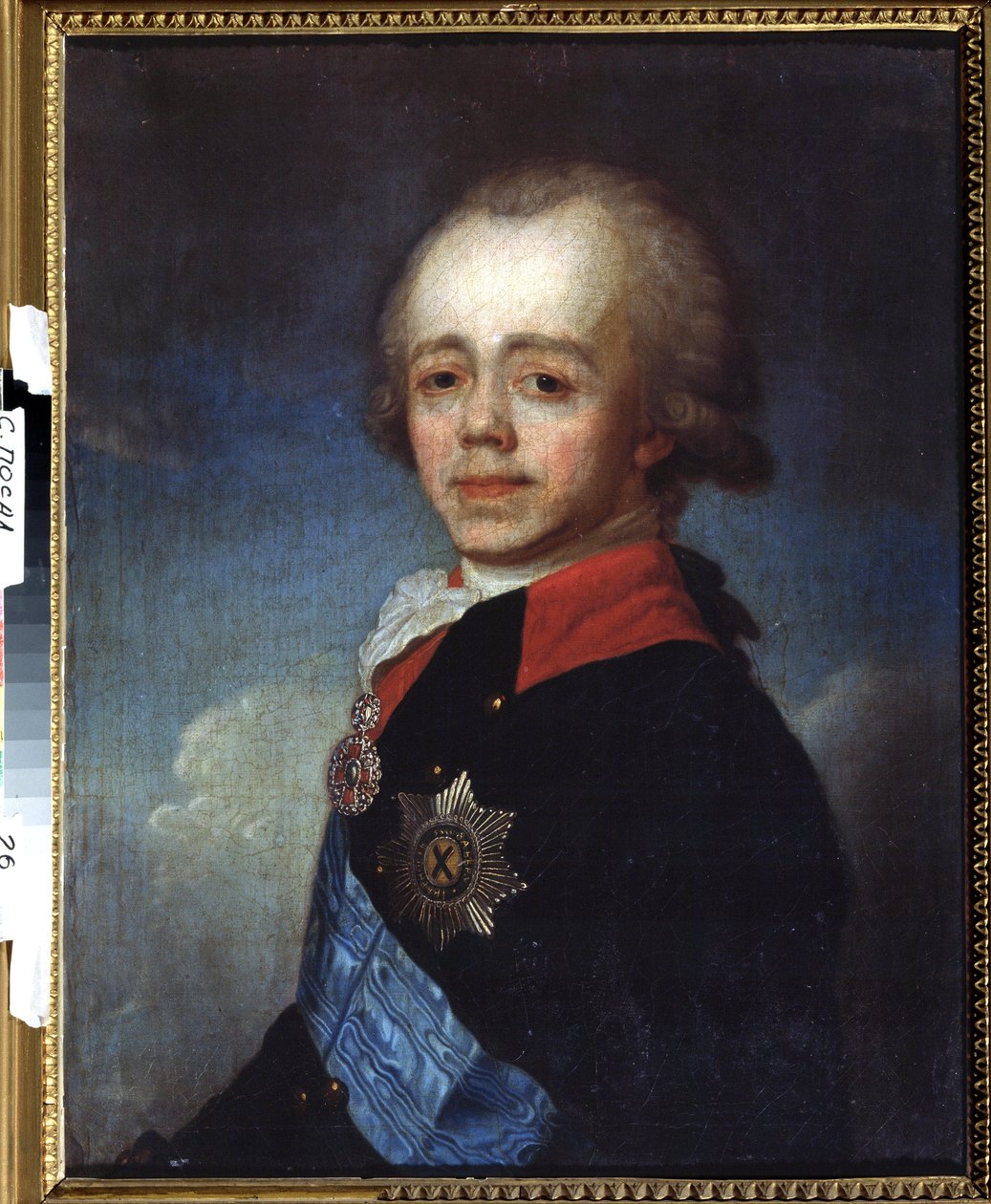 Porträtt av storhertigen Pavel Petrovich (1754-1801) (Porträtt av storhertigen Pavel Petrovich). Målning av Jean Louis Voille (1744- efter 1803). Olja på duk, 73,5 x 59,5 cm, sent 1700-tal. Fransk konst, klassicism. Statens friluftsmuseum i Trini av French School
