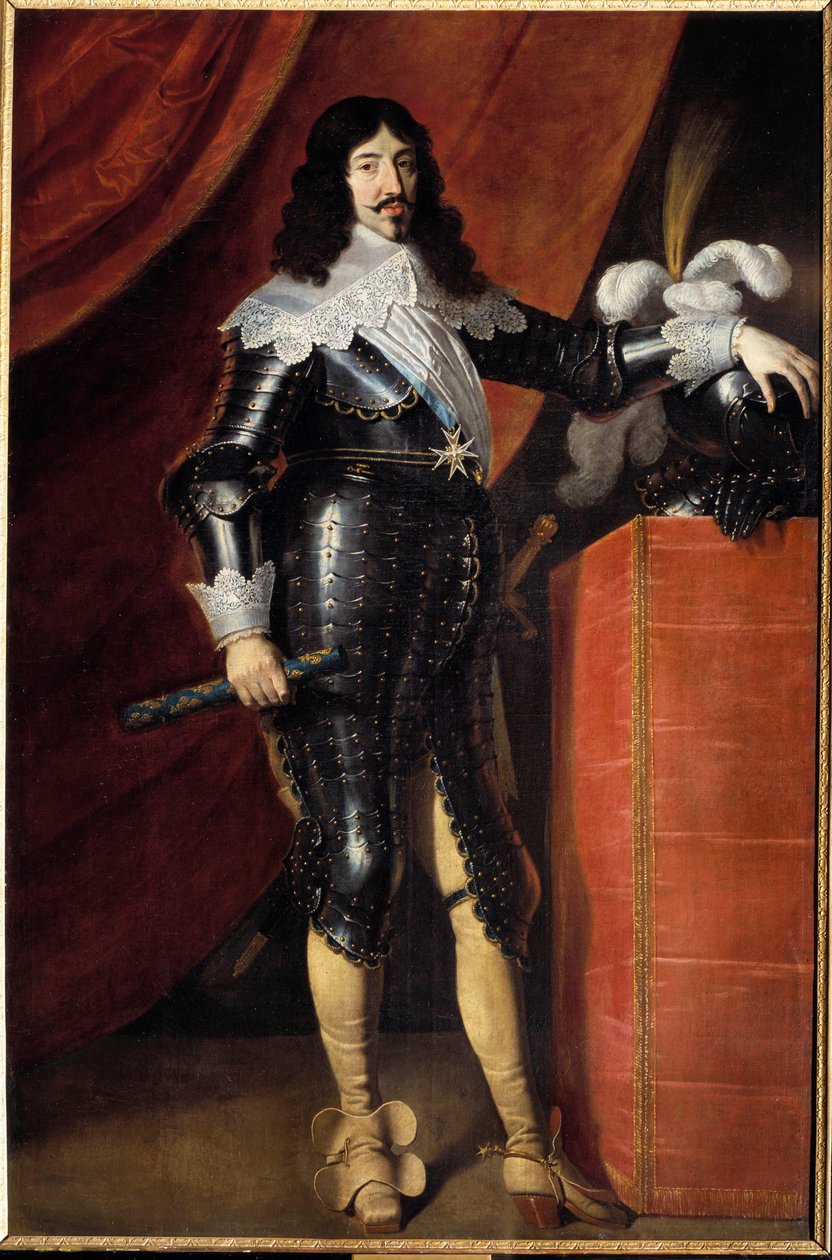 Porträtt till fots av Ludvig XIII (1601-1643) i rustning Målning av den franska skolan på 1600-talet. Musee du chateau de Chambord - Hellängdsporträtt av Ludvig XIII (1601-1643) i rustning. Målning av Engelska skolan på 1600-talet. Museum of the av French School
