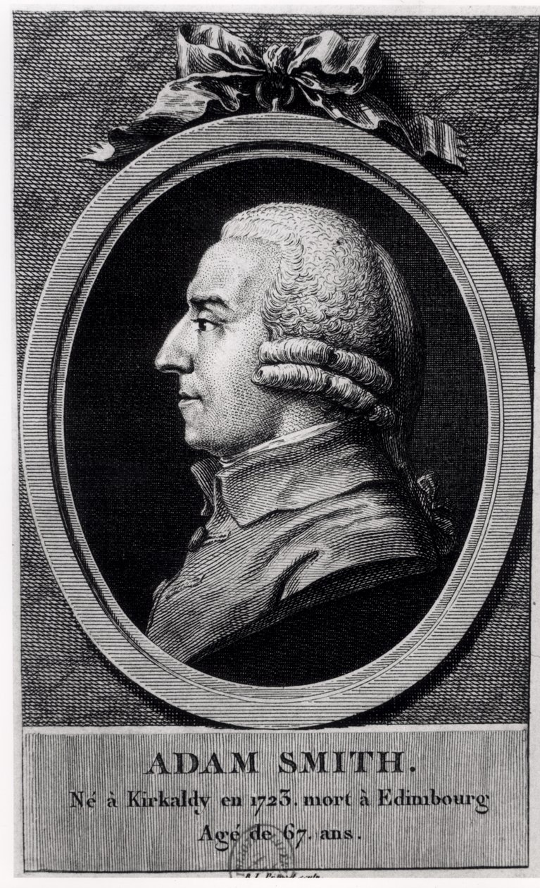 Porträttmedaljong av Adam Smith (1723-90) av French School