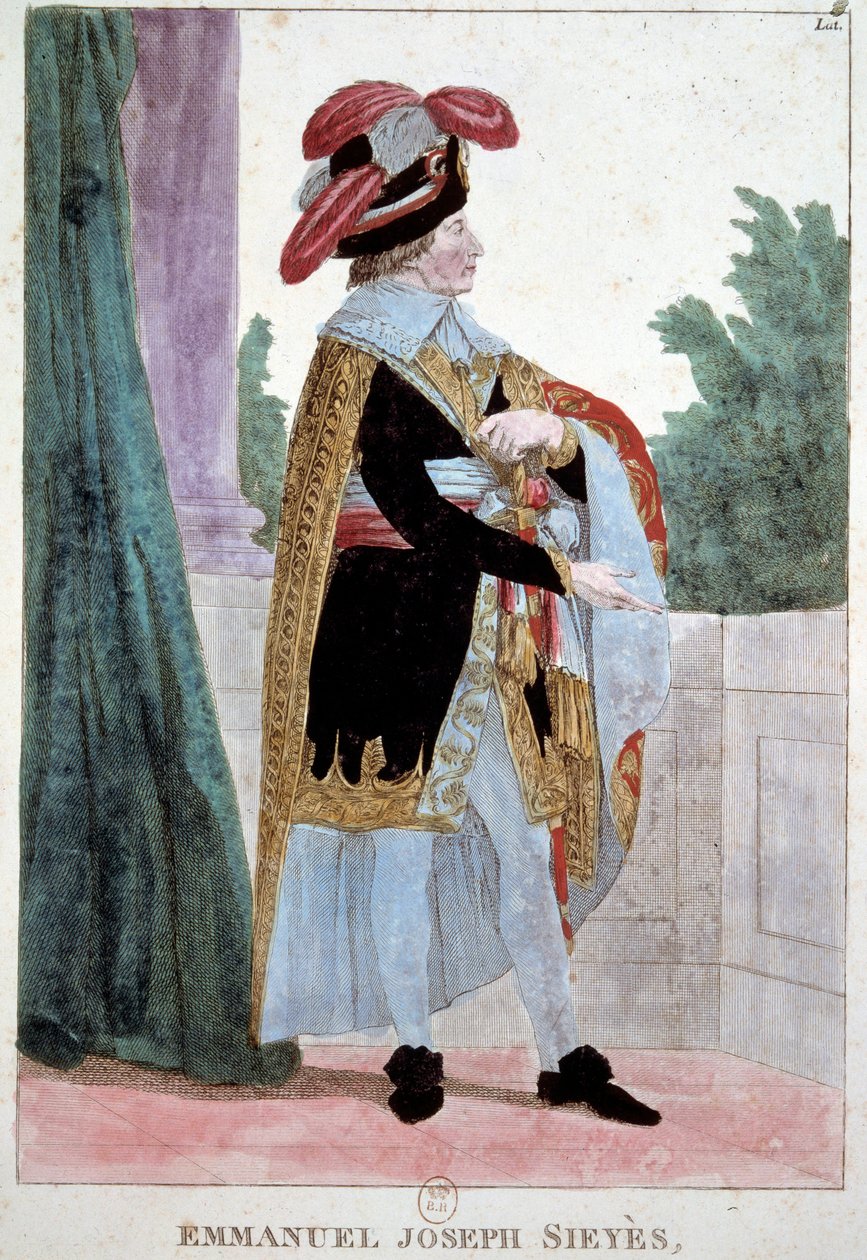 Porträtt av Abbe Emmanuel Sieyes (1748 - 1836) ledamot av styrelsen. Gravyr av 1800-talet. Paris, Musée Carnavalet. av French School