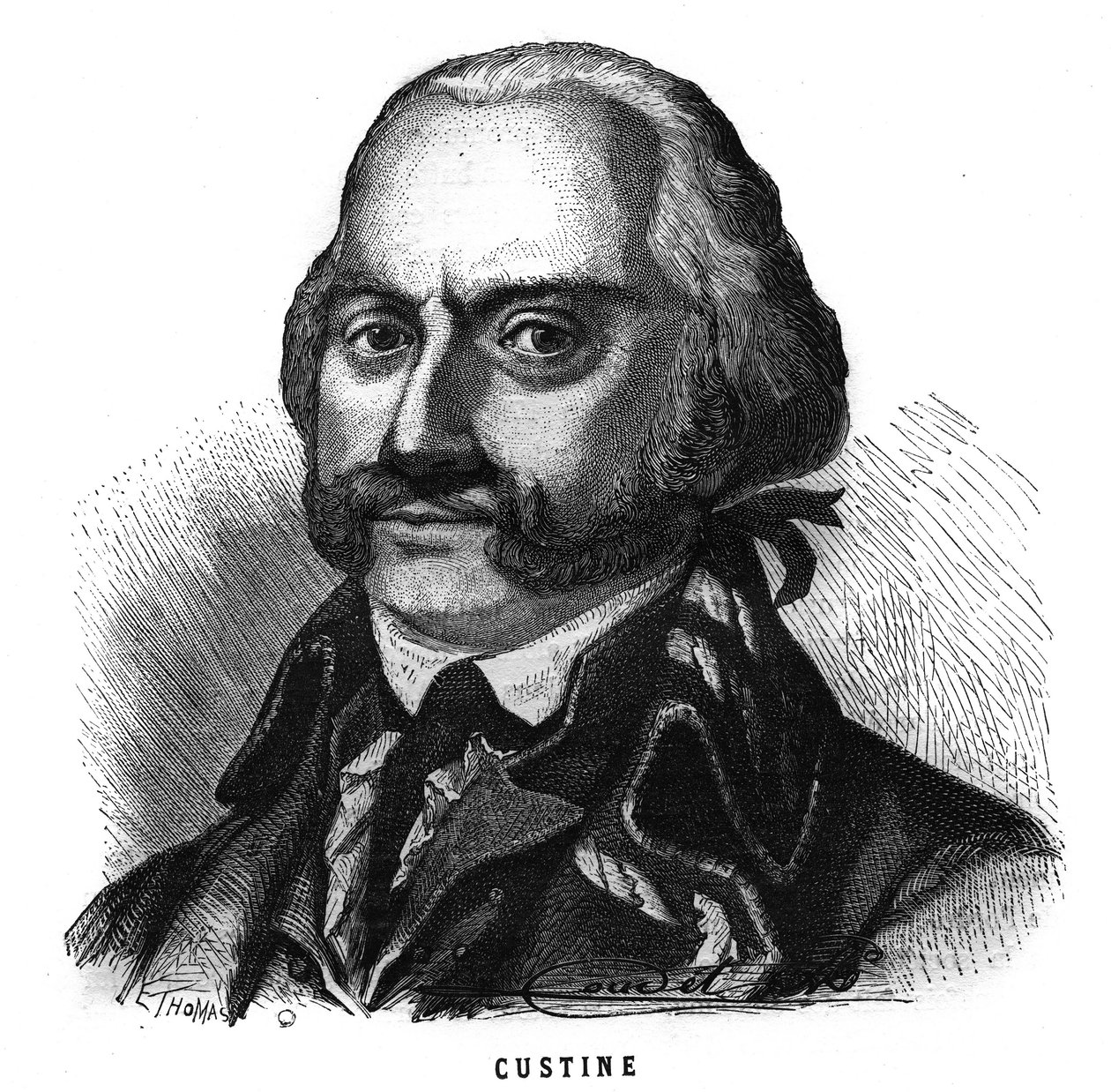 Porträtt av Adam Philippe de Custine (1740-1793) fransk general. Gravyr i "Les Illustrations De L