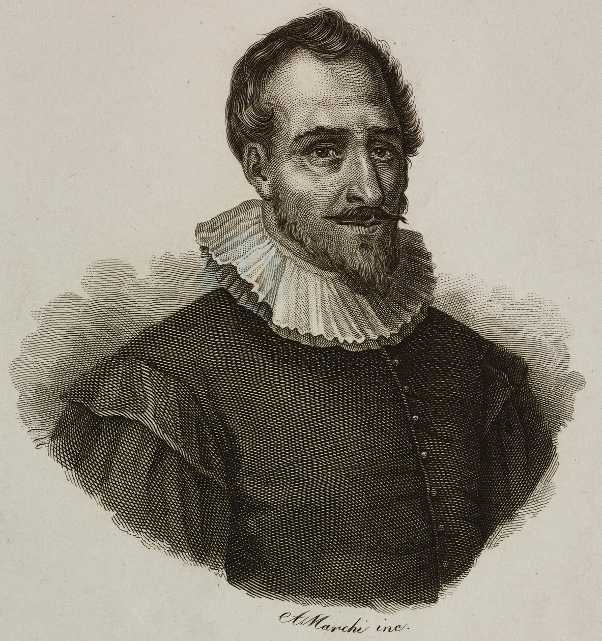 Porträtt av Adam de Craponne (1526-1576), fransk ingenjör, gravyr av Marchi av French School