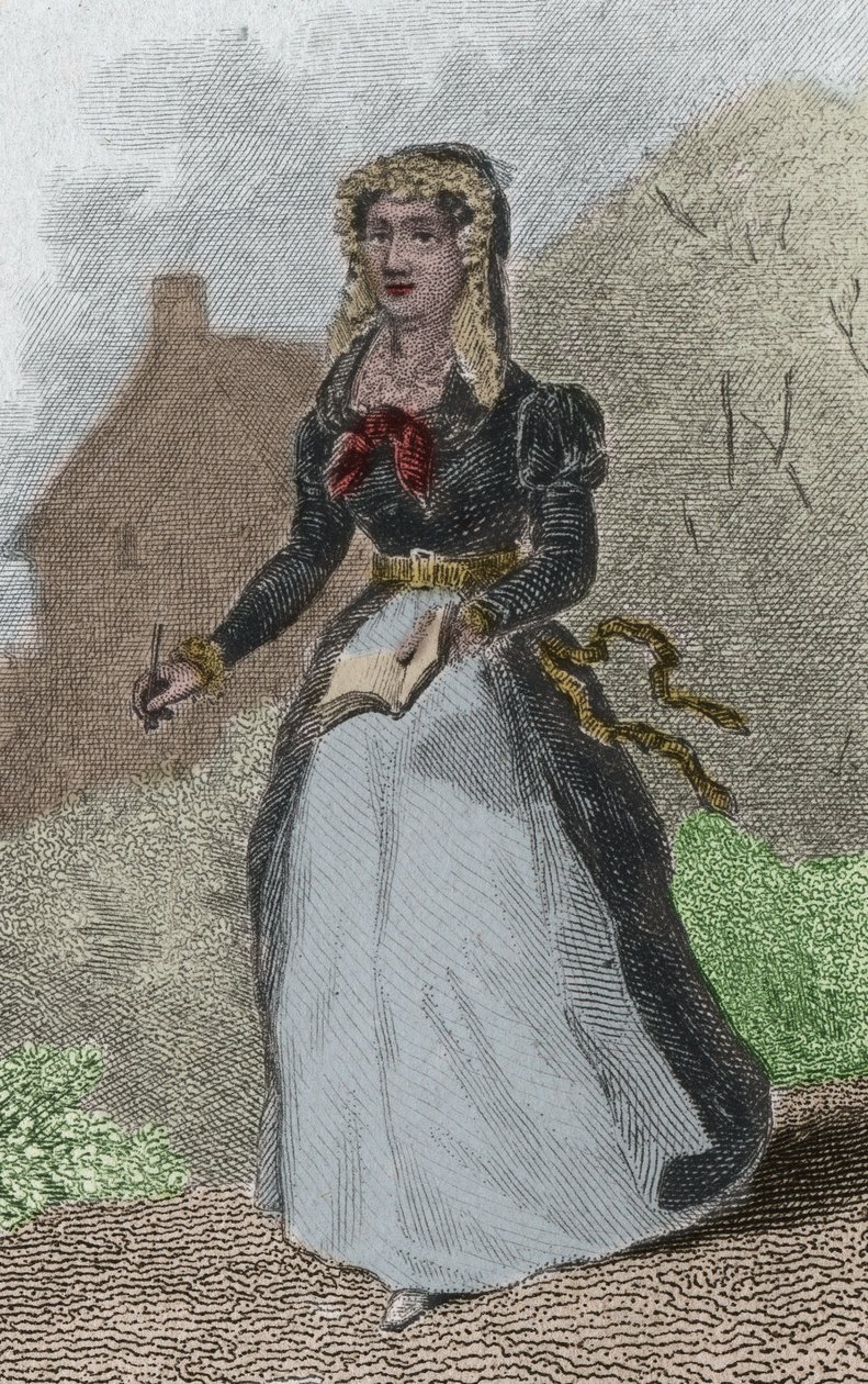Porträtt av Adelaide-Gillette (Adelaide Gillette) Dufrenoy (1765-1825) fransk poetess. Gravyr från 1876. av French School