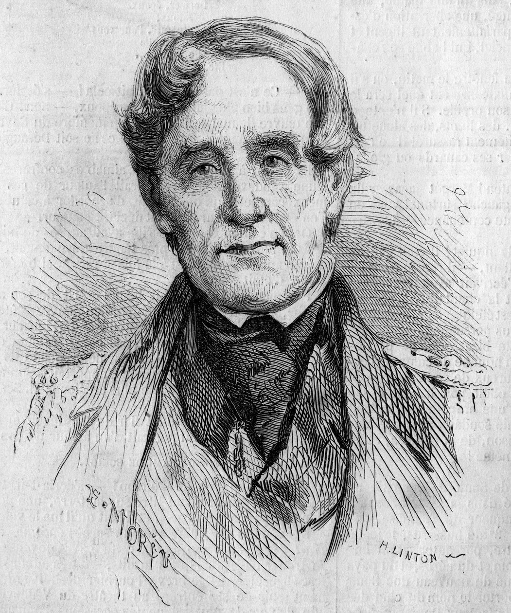 Porträtt av amiral Edmund Lyons (1790-1858), befälhavare för den brittiska flottan under Krimkriget (1853-1856). Gravyr av Morin i "" Le Monde Illustré"" nr 85 av 4 december 1858. av French School