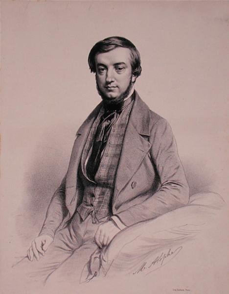 Porträtt av Adolphe-Clair Lecarpentier, graverad av Marie Alexandre Alophe (1812-83) (litho) av French School