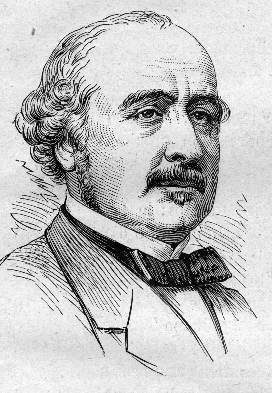 Porträtt av Albert de Broglie (1821-1901), fransk politiker, diplomat, historiker, essäist och akademiker. Gravyr i "" Le Monde Illustré"" nr 883 av 14 mars 1874. av French School