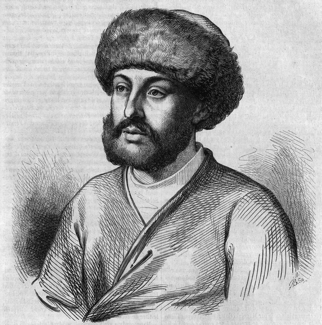 Porträtt av Alexandre Maurocordato (Mavrocordatos) (1636-1709), grekisk politiker, Drogman (tolk) för den osmanska regeringen. Gravyr av Chevignard i "" Le Magasin Picturesque"" av French School