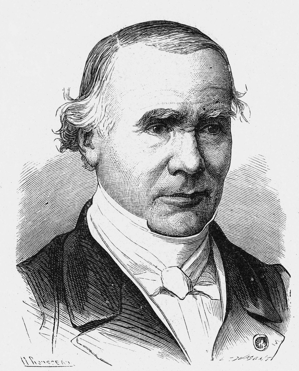 Porträtt av Alfred Louis Maris Velpeau (1795 - 1867), fransk kirurg (ett bandage bär hans namn) - i "Album de la Science; berömda vetenskapsmän; Stora upptäckter””” 1896. av French School