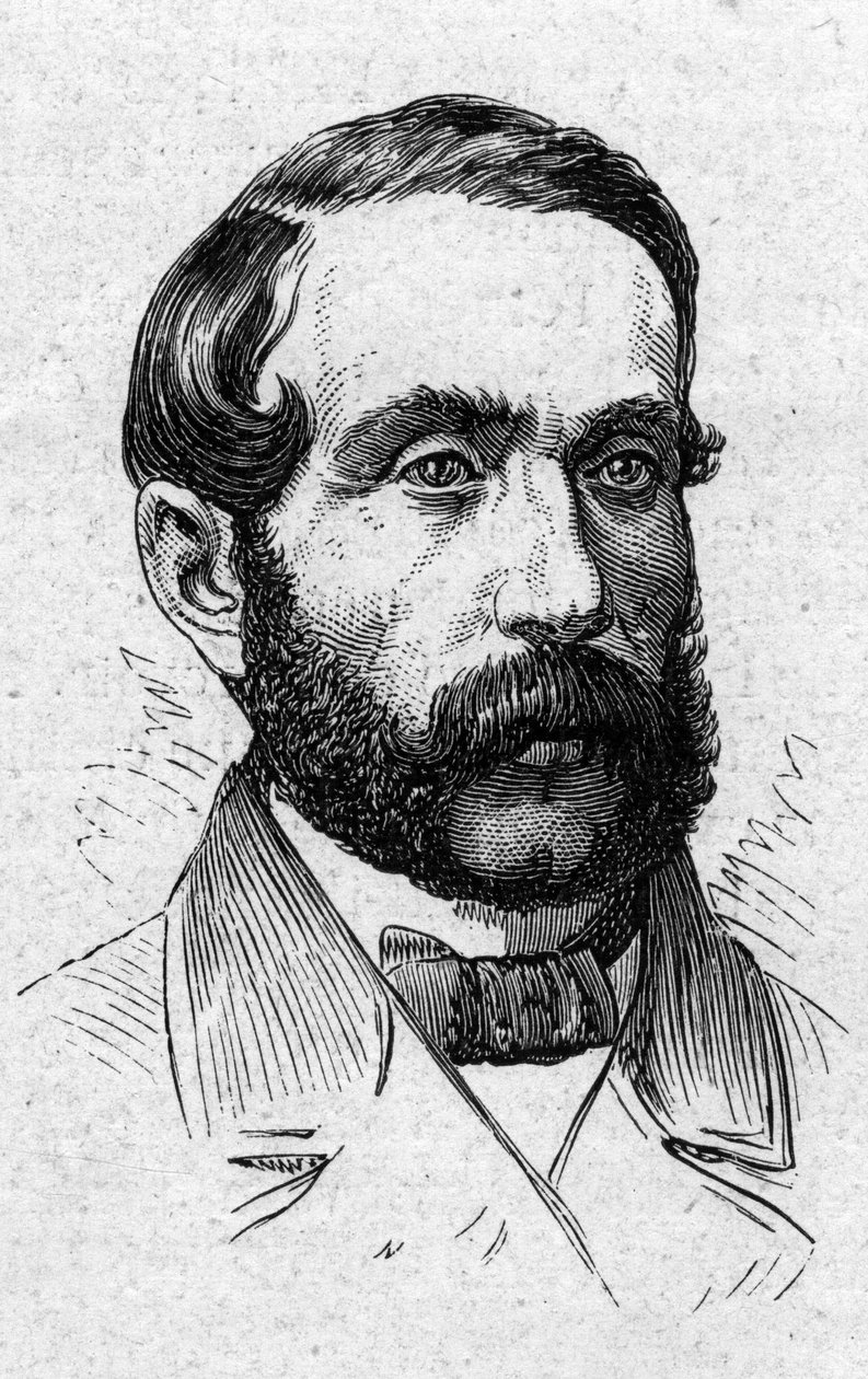 Porträtt av Alfred Mezieres (1826-1915), fransk litteraturhistoriker, politiker, essäist och akademiker. Gravyr i "" Le Monde Illustré"" nr 883 av 14 mars 1874. av French School
