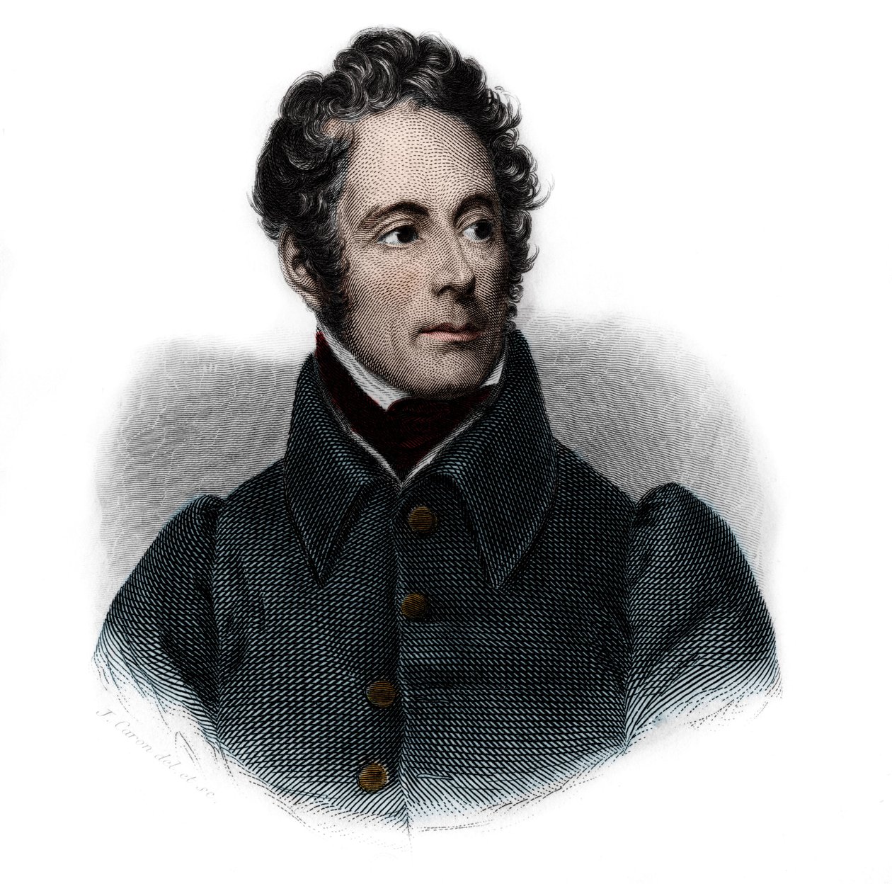 Porträtt av Alphonse de Lamartine (1791-1869), fransk författare, poet och politiker. i "" Book of Speakers" av Louis de Cormenin Timon. 1842. Privat samling. av French School
