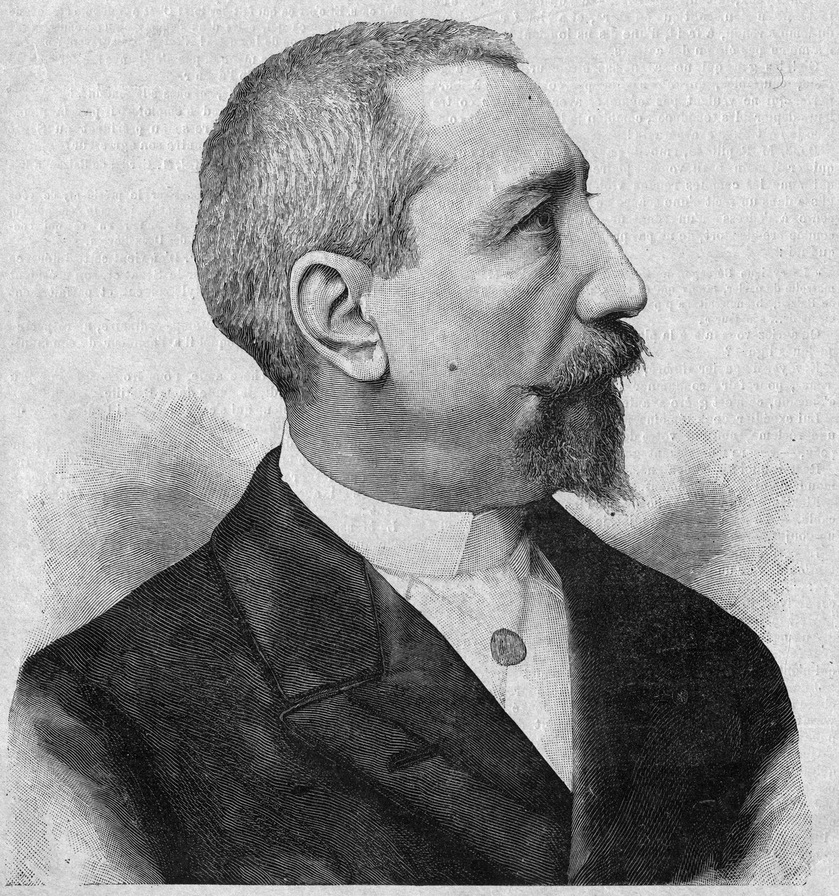 Porträtt av Anatole France (1844-1924), fransk romanförfattare och poet, medlem av Academy Francaise. Gravyr i "La gazette du dimanche"" den 6 februari av French School