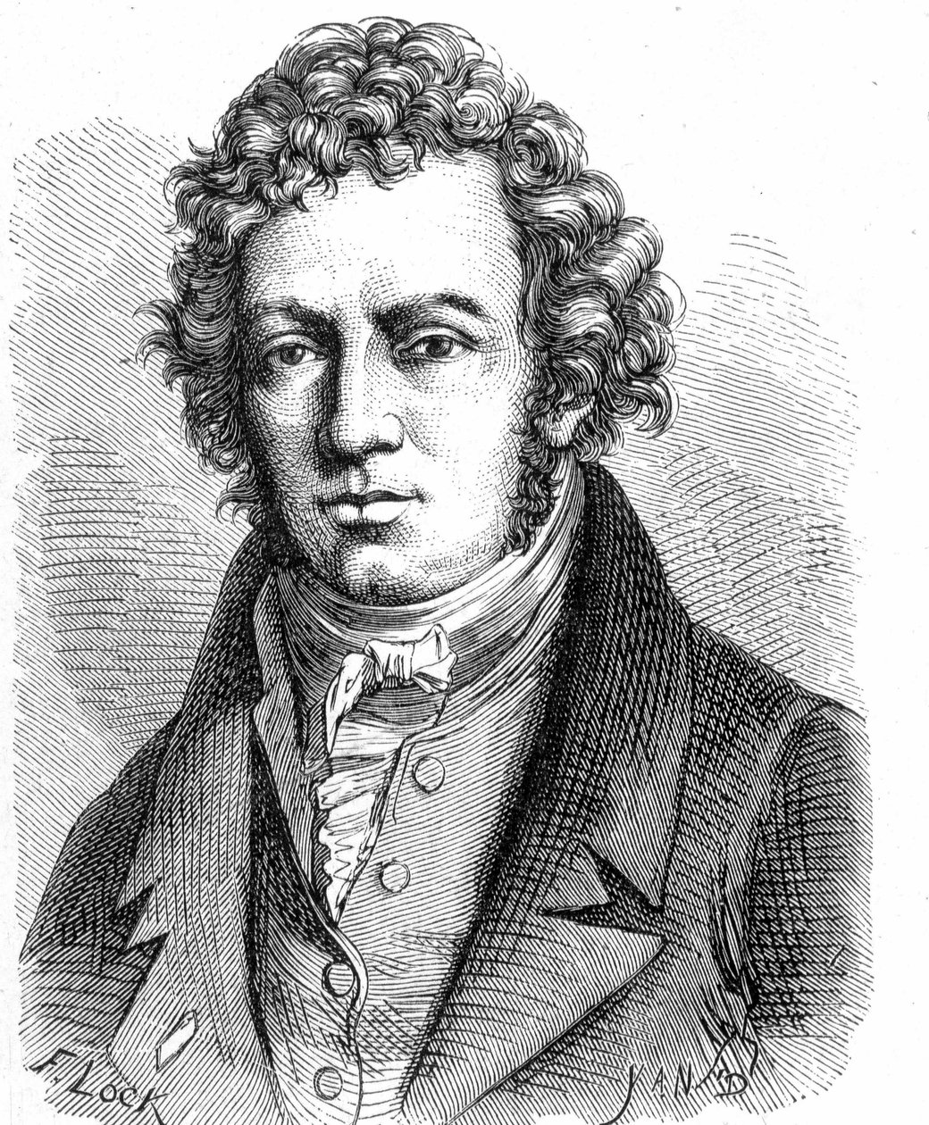Porträtt av André Marie Ampère (1775 - 1836), fransk fysiker - i "" Album de la Science; berömda vetenskapsmän; Stora upptäckter””” 1896. av French School