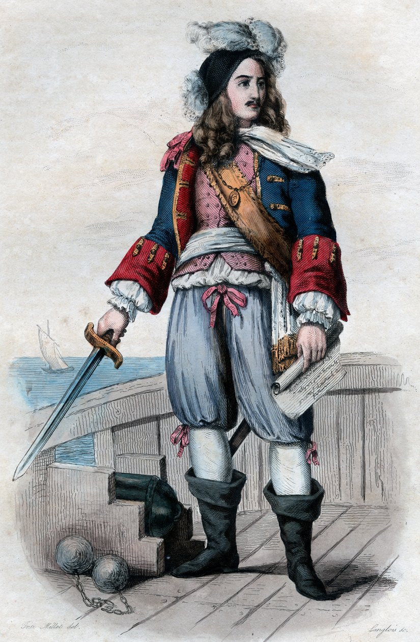 Porträtt av Anne Hilarion de Costentin (Cotentin), Comte de Tourville (1642-1701), fransk sjöbefälhavare. av French School