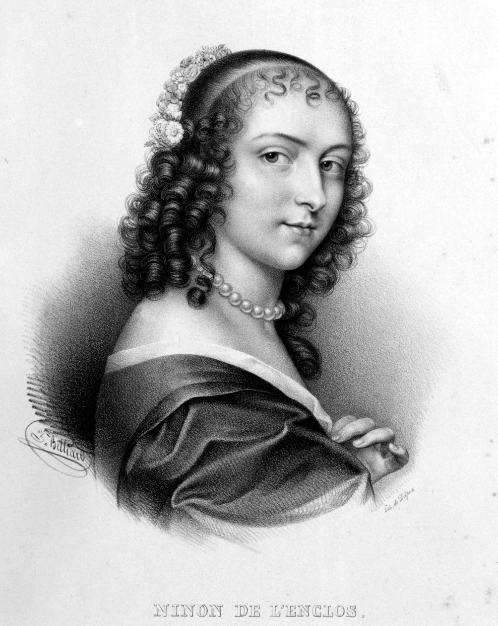 Porträtt av Anne "" Ninon "" av Enclos (eller Ninon de Lenclos eller Ninon de Lanclos av French School