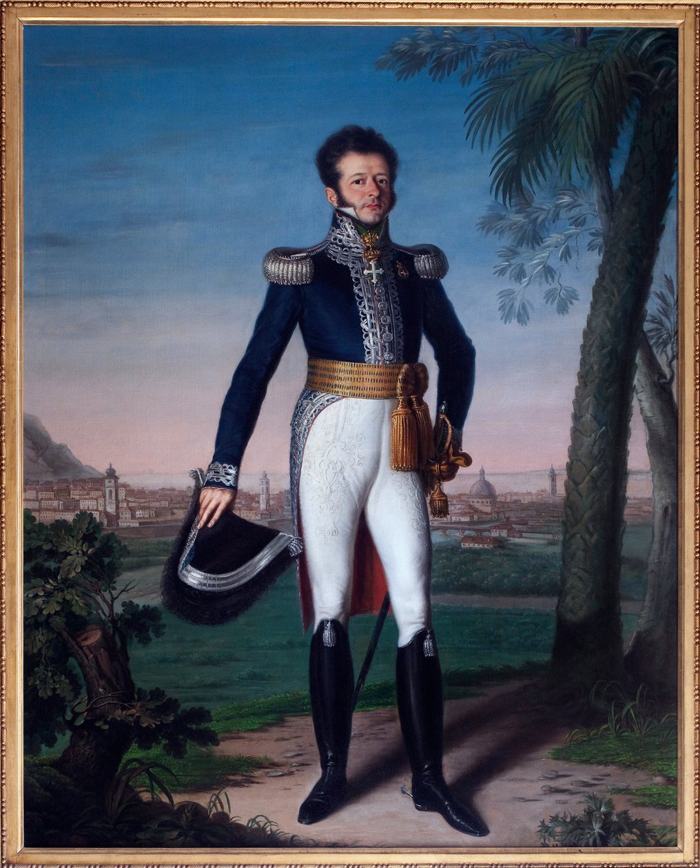 Porträtt av Annibal de Saluces (Annibale Di Saluzzo) (1776-1852), guvernör i Nice under restaurering - Målning av Jean Vacca, olja på duk, fransk konst - Nice kommunala arkiv av French School