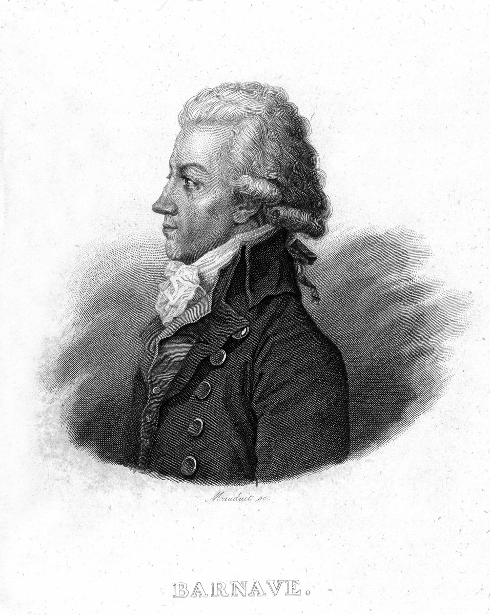 Porträtt av Antoine Barnave (1761 - 1793), fransk revolutionär - i "Revolution francaise"" av Thiers av French School