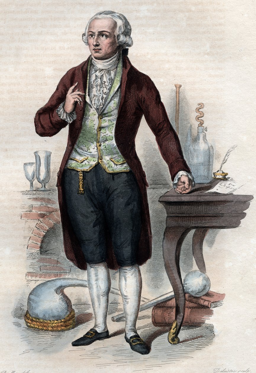 Porträtt av Antoine Laurent de Lavoisier (1743-1794), fransk kemist. av French School