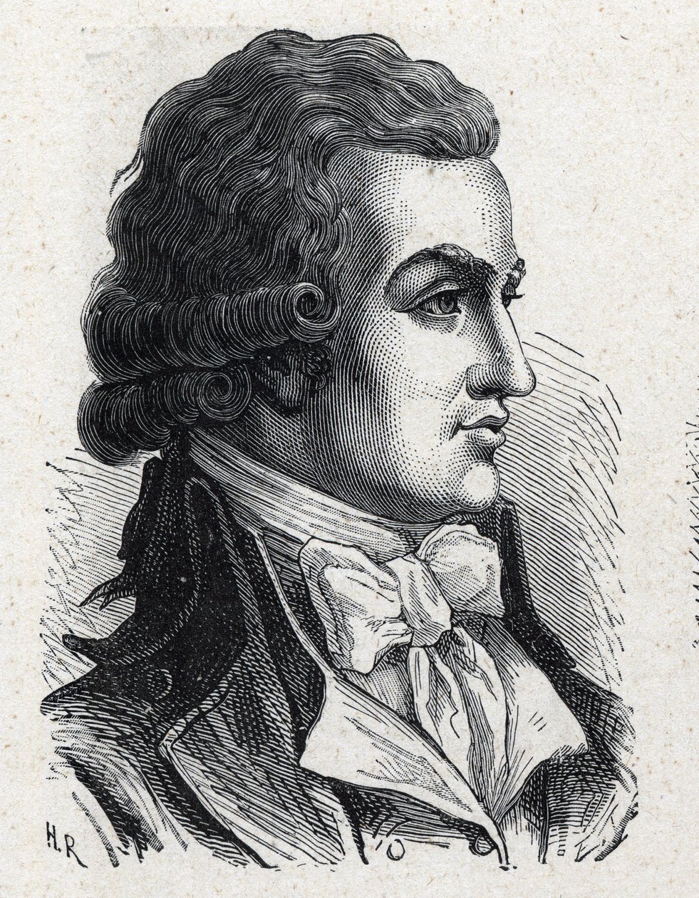 Porträtt av Antoine Pierre Joseph Marie Barnave (1761-1793), fransk politiker. Gravyr från 1889. Privat samling. av French School