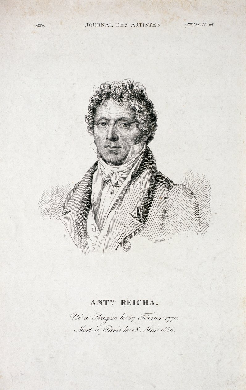 Porträtt av Antoine Reicha (1770-1836) från Journal des Artistes av French School