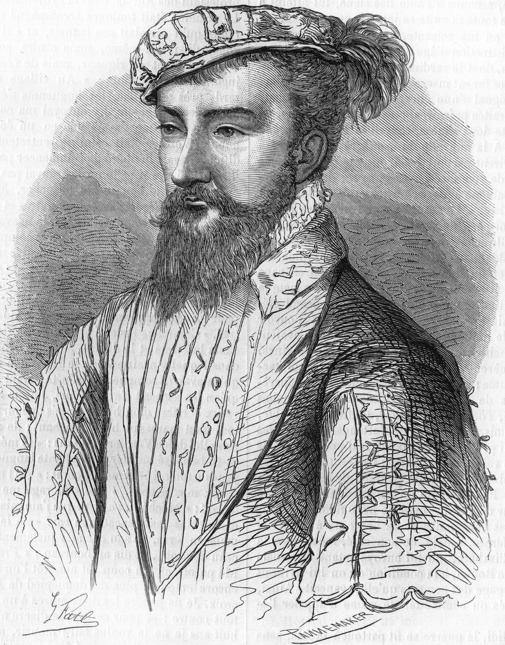 Porträtt av Antoine de Bourbon (1518-1562), kung av Navarra och far till kung Henrik IV. I ""Frankrikes populära historia"", nd. ca 1885. Gravyr. av French School