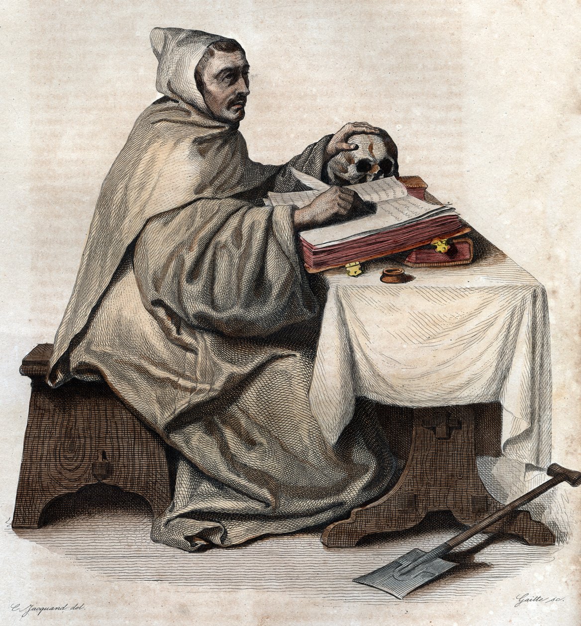 Porträtt av Armand Jean le Bouthillier de Rance (1626-1700), fransk abbot och grundare av trappistcistercienserna. av French School