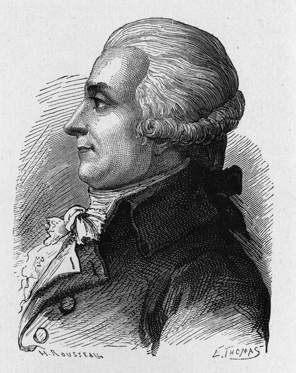 Porträtt av baron Louis-Bernard Guyton-Morveau (Louis Bernard Guyton de Morveau) (Guiton) (1737-1816), fransk politiker, kemist och revolutionär - i "Album de la Science; berömda forskare; Grandes disouvertes””” 1896. av French School