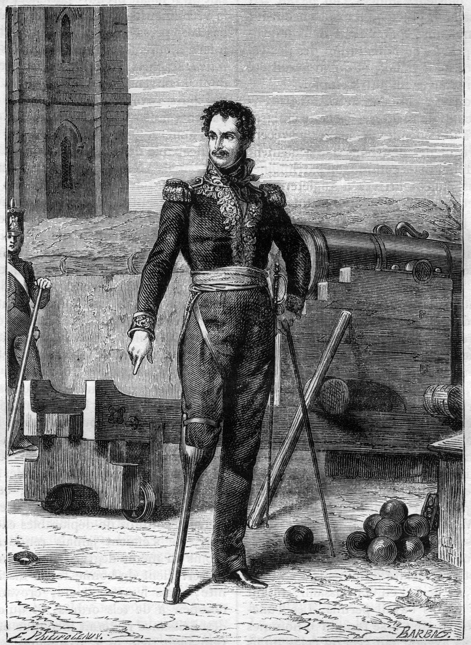 Porträtt av baron Pierre Yriex Daumesnil (1776-1832) - Porträtt av Pierre Yriex (Pierre-Yrieix) Daumesnil (1776-1832), fransk general - i "Histoire de l