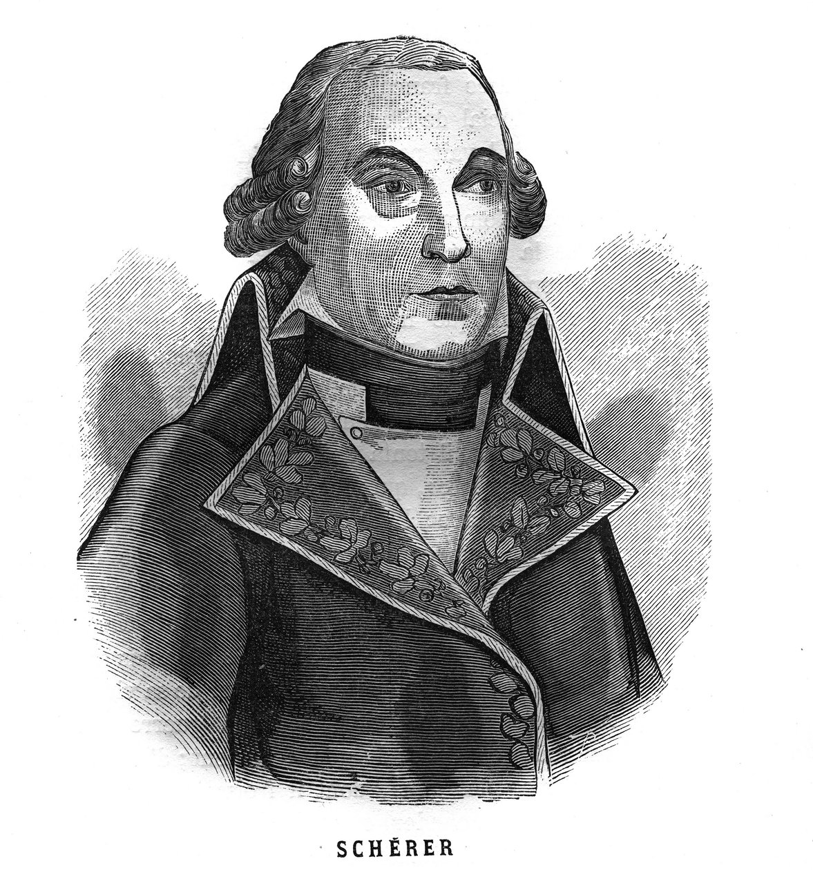 Porträtt av Barthelemy Louis Joseph Scherer (1747-1804), krigsminister. Gravyr i "Les Illustrations De L