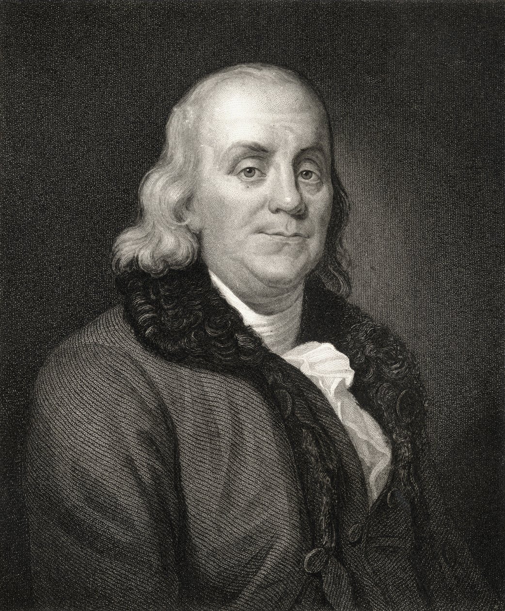 Porträtt av Benjamin Franklin (gravyr) av French School