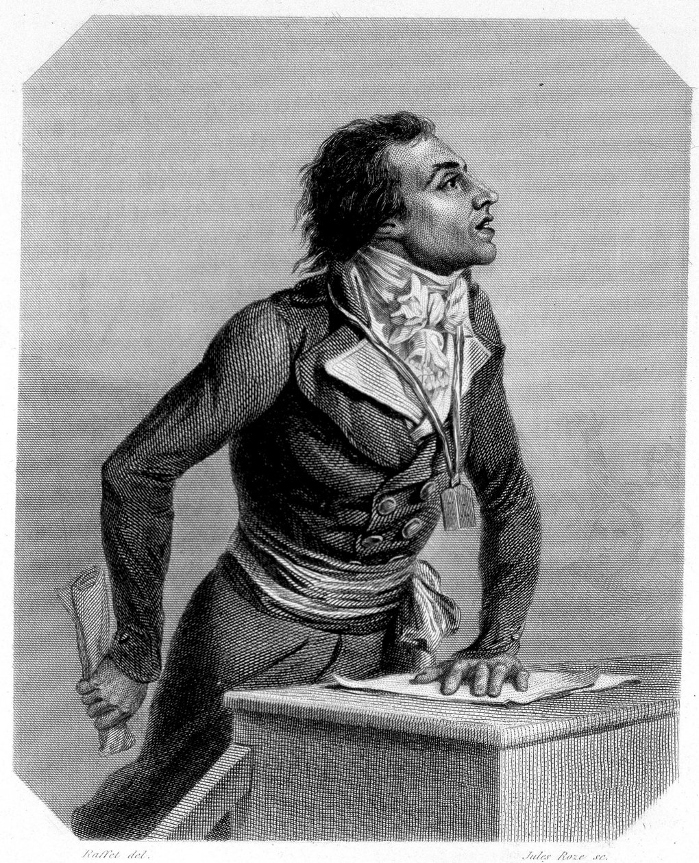 Porträtt av Bertrand Barère de Vieuzac (1755-1841), fransk politiker. I "The history of the Girondins"" av Lamartine av French School
